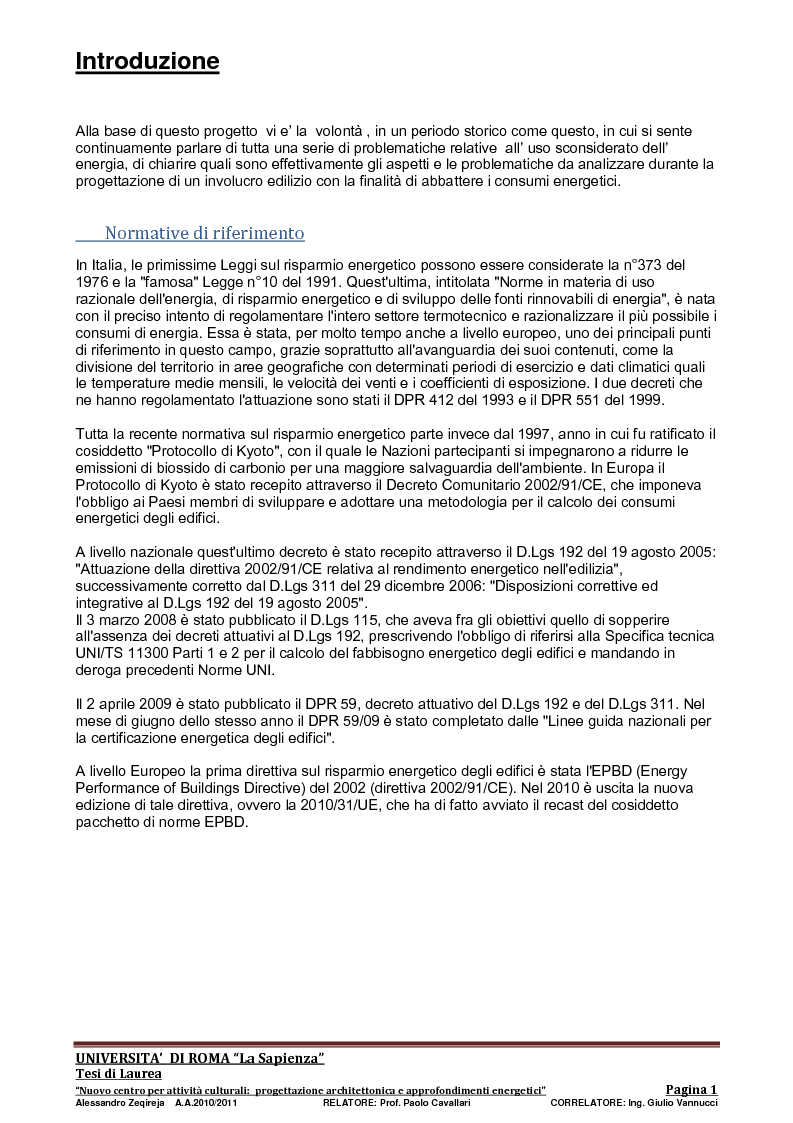 Nuovo centro per attività Culturali Progettazione