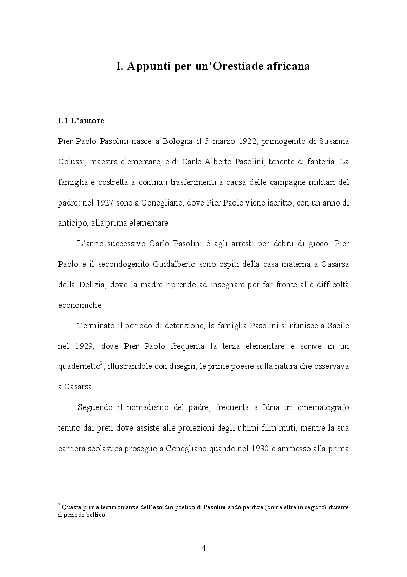 Appunti per un'Orestiade africana di Pier Paolo Pasolini Tesi di Laurea