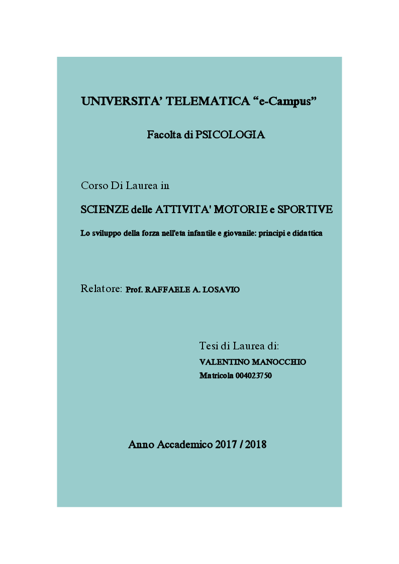 Lo Sviluppo Della Forza Nell'età Infantile E Giovanile: Principi E Didattica - Preview - Pagina 1 Di 7 - Tesionline 1122_x_794_png