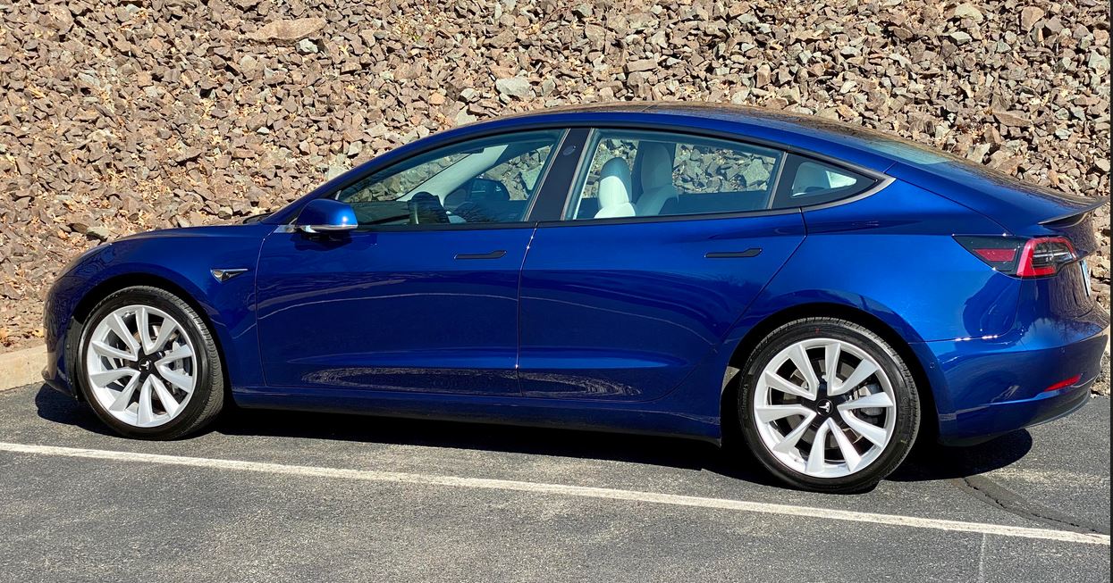Deep Blue Metallic Model 3 with satin Chrome Delete Tesla Model 3 Wiki
