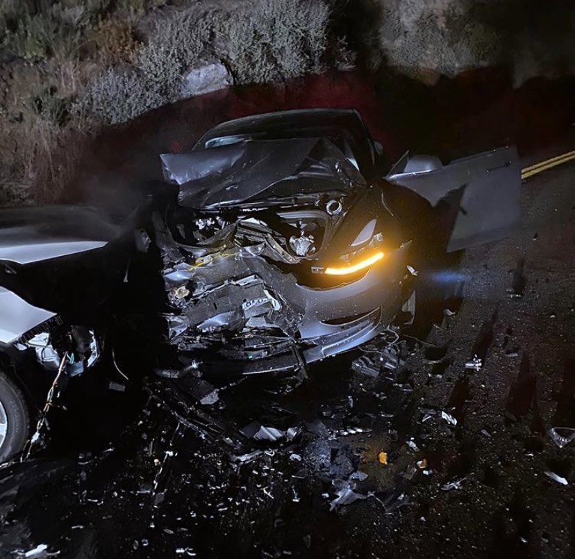 Tesla Model 3 protects musician Steve Lacy during headon collision