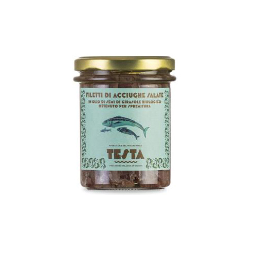 Filleted anchovies in organic cold pressed sunflower oil 200gr