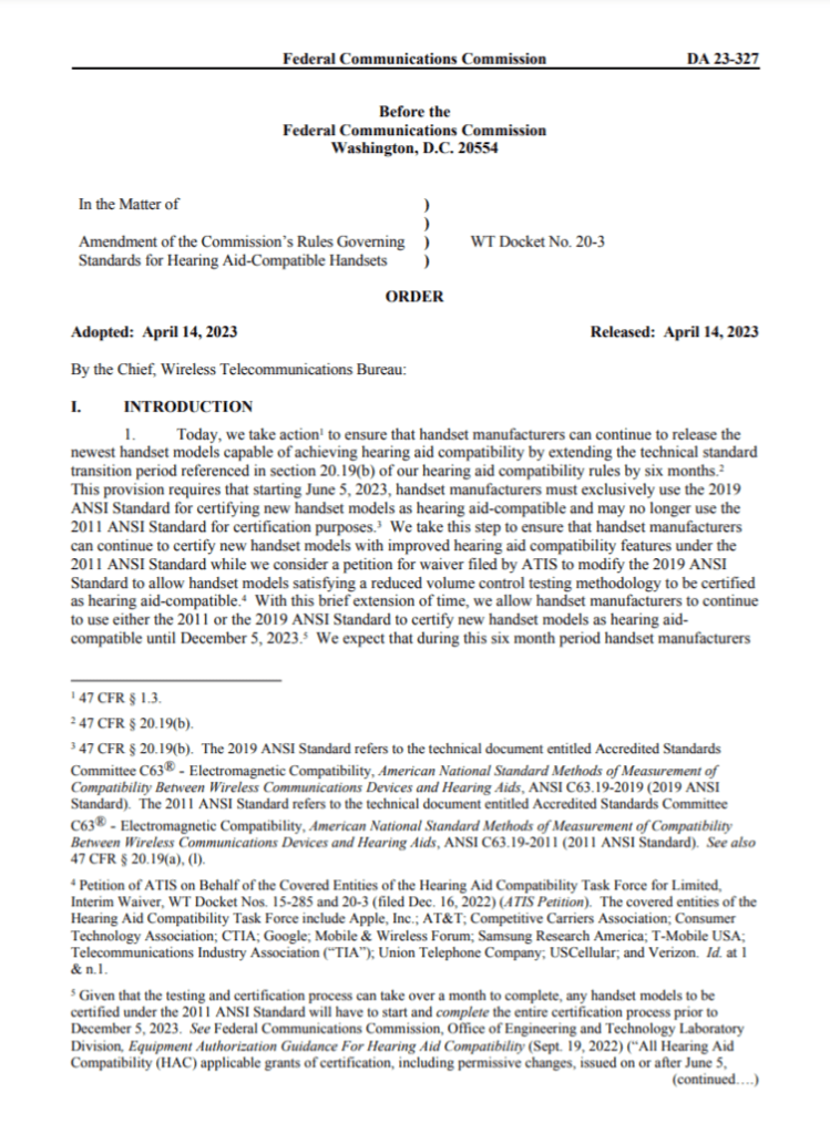 FCC Extends Transition Period for New HAC Standards Global test