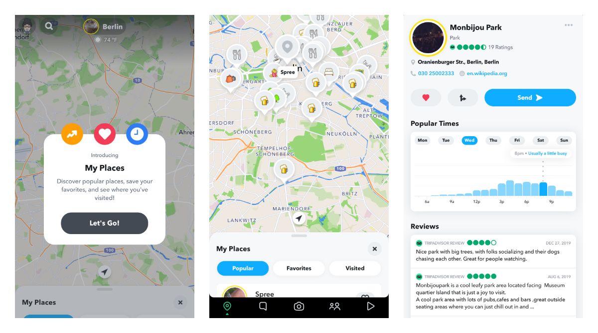 Snapchat added My Places for you to add them into favourites and see