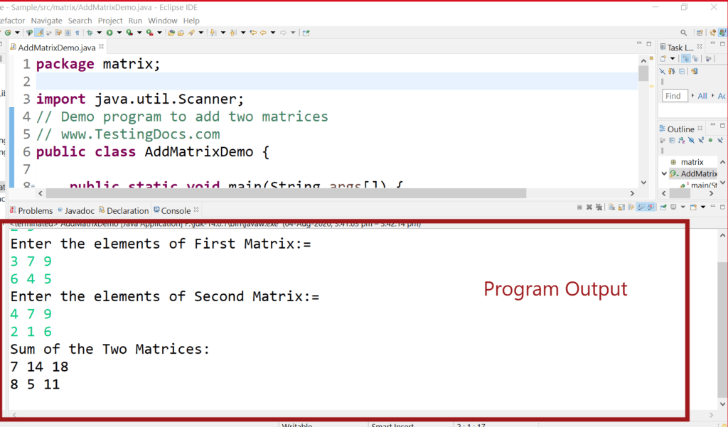 Write a Java program to Add Two Matrices