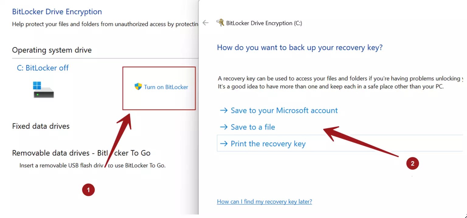 Enable BitLocker Drive Encryption on Windows 11