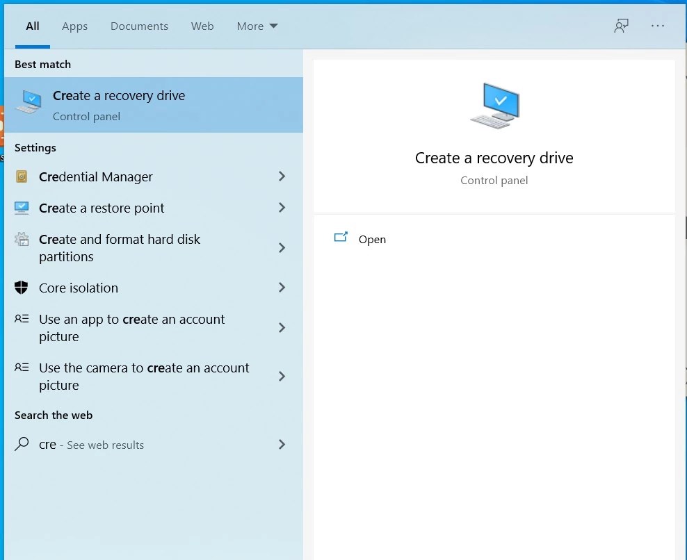 How to create a recovery drive on Windows 10