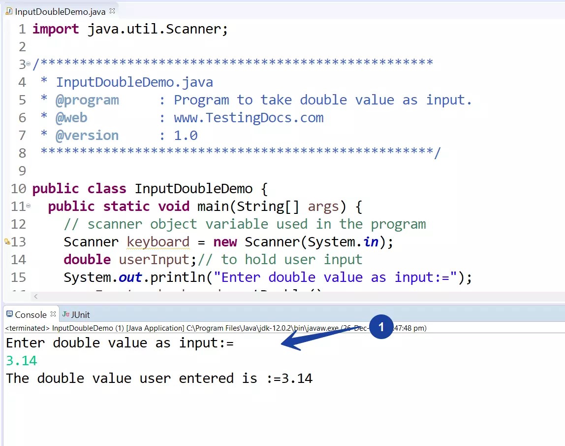 Java program to read a double value
