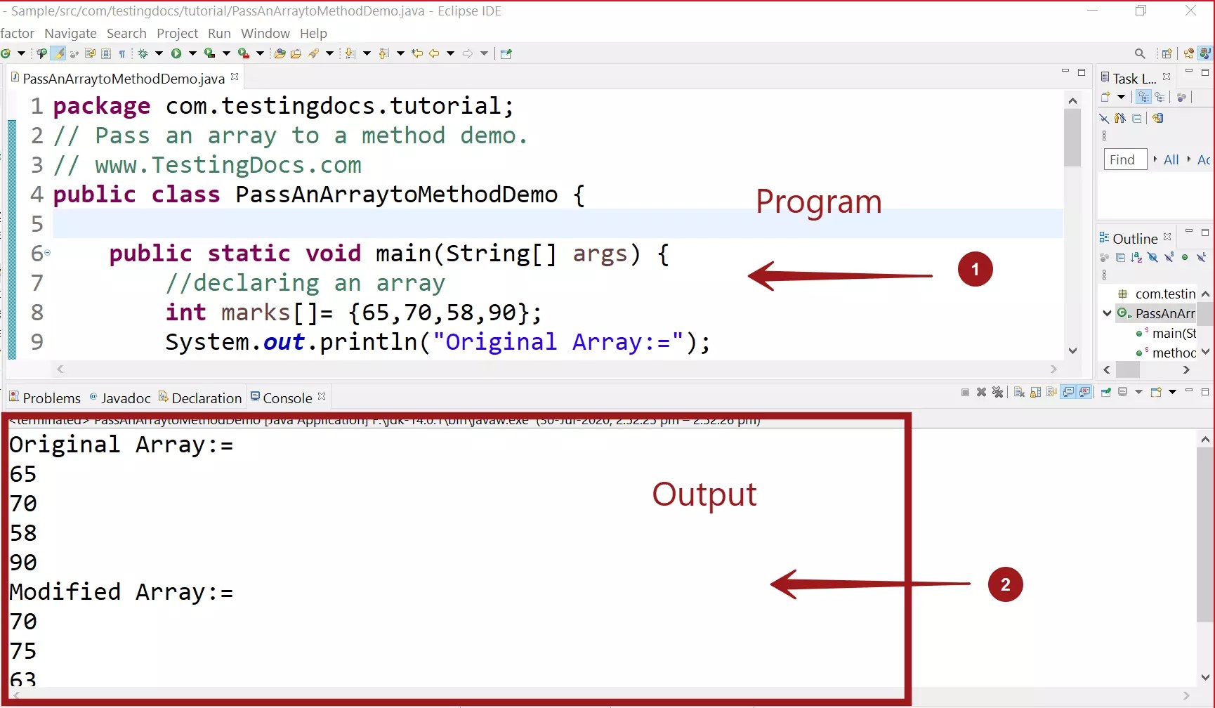 How to pass an array to a method in Java