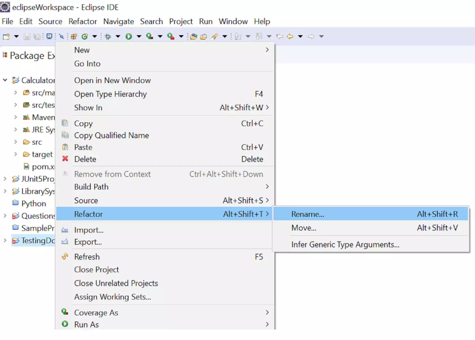 How to rename a project in Eclipse IDE?