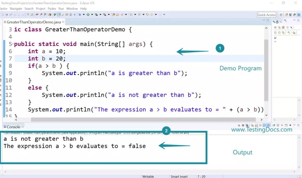 Relational Operator greater than in Java