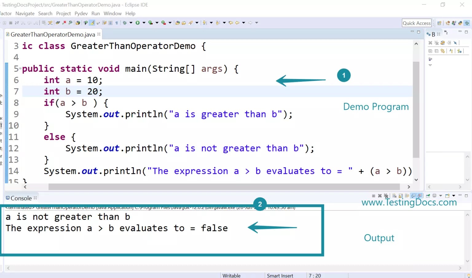 Relational Operator greater than in Java