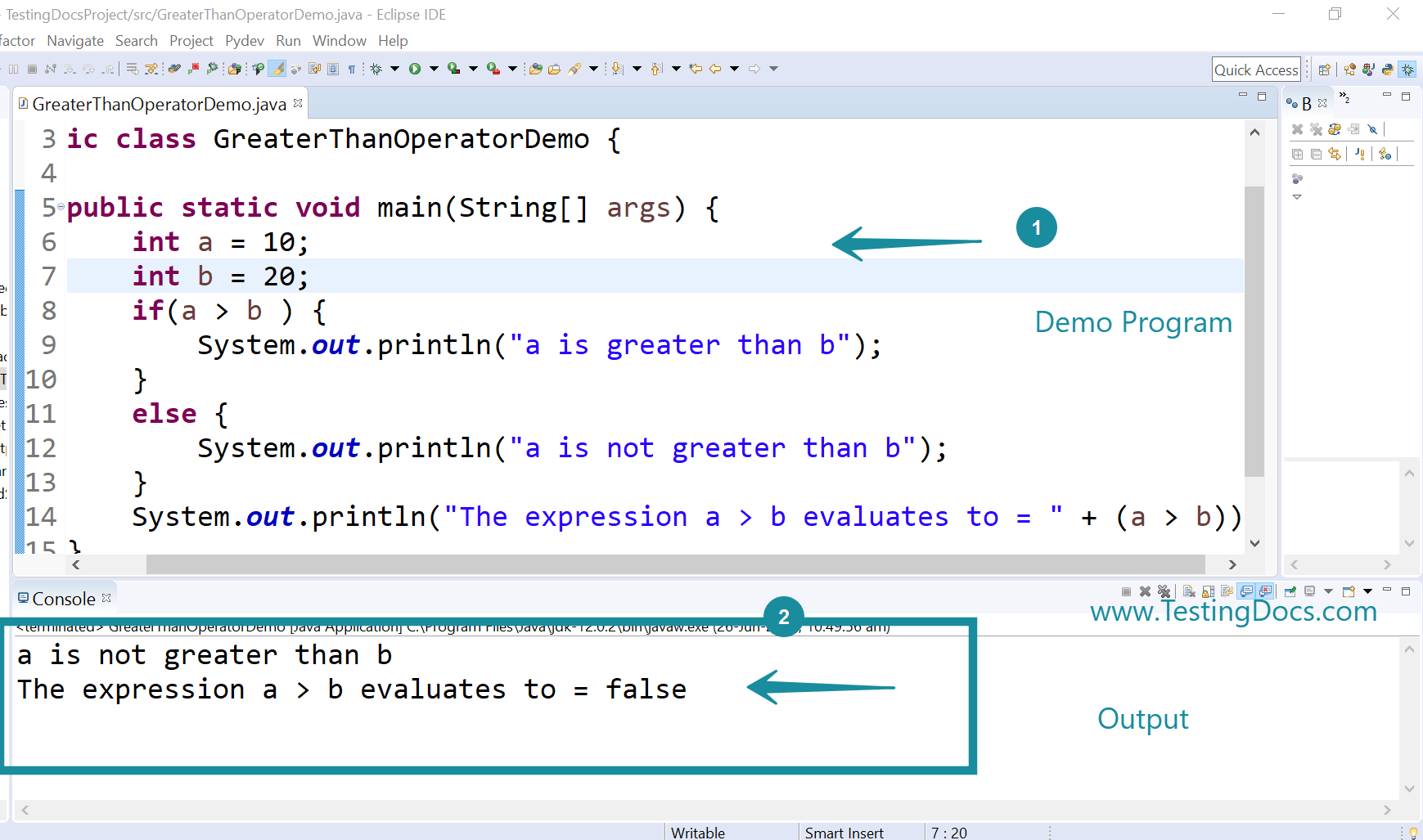 Relational Operator greater than in Java