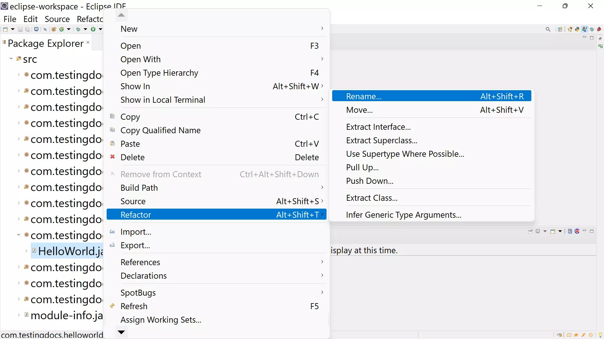 How to rename a class in Eclipse IDE?