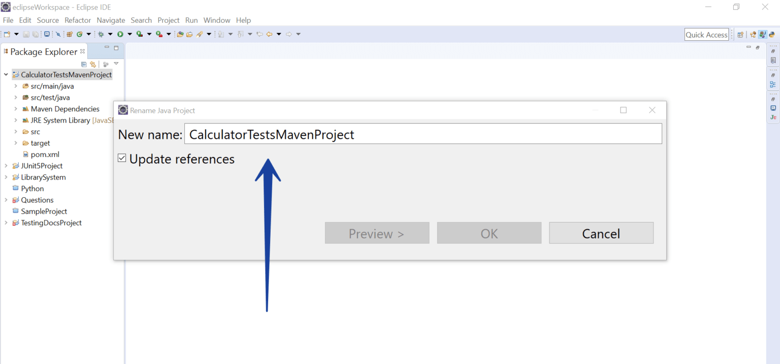 How to rename a project in Eclipse IDE?