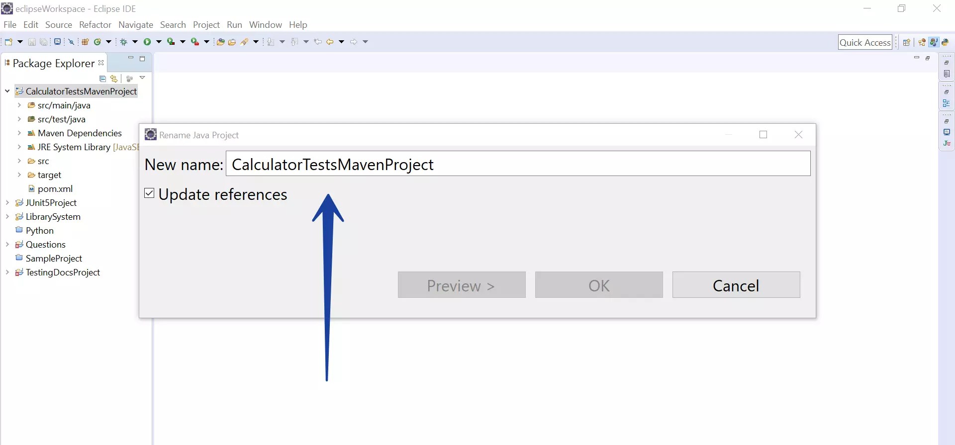 How to rename a project in Eclipse IDE?