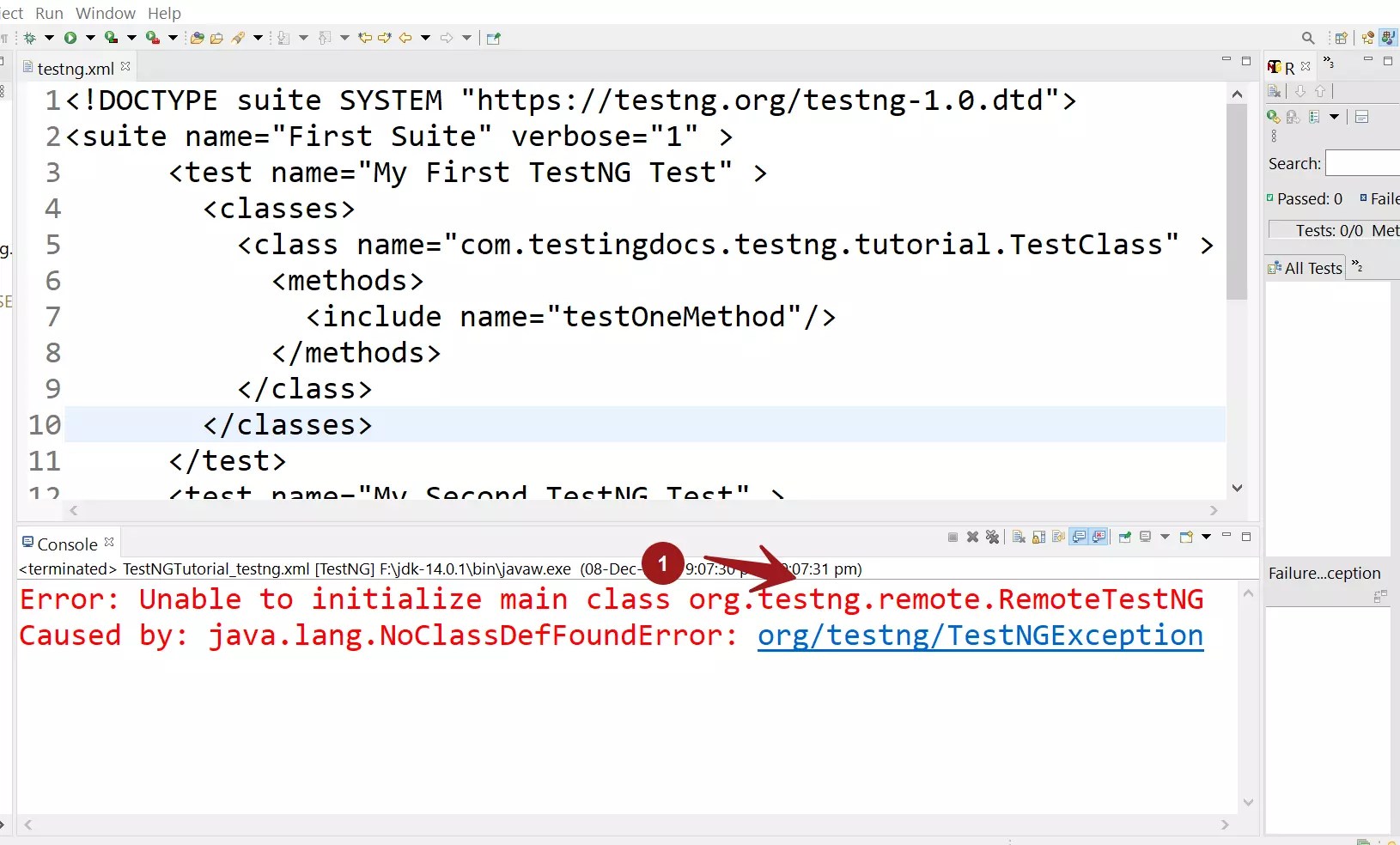 How to fix the Error Unable to initialize main class RemoteTestNG