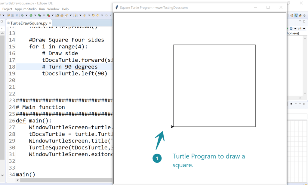 How to draw a Square using Turtle Graphics