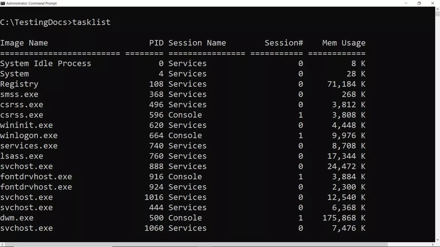 How to check list of running processes