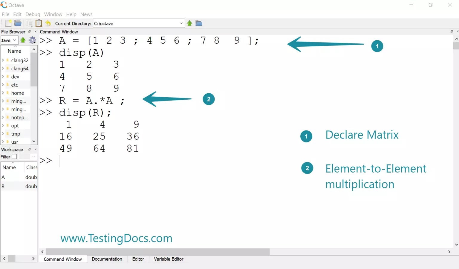 Matrix multiplication using Octave