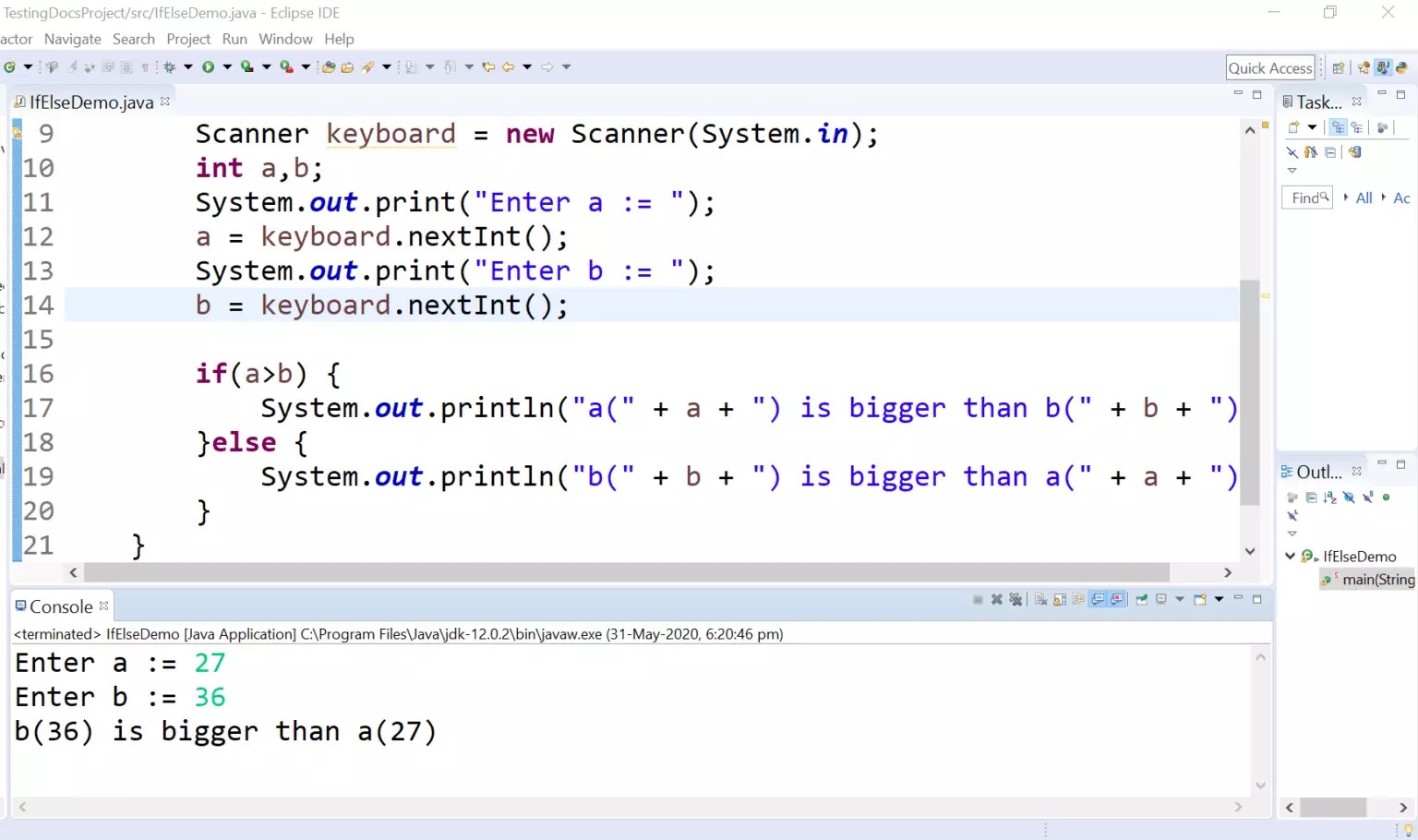 Write a java program with ifelse statement?