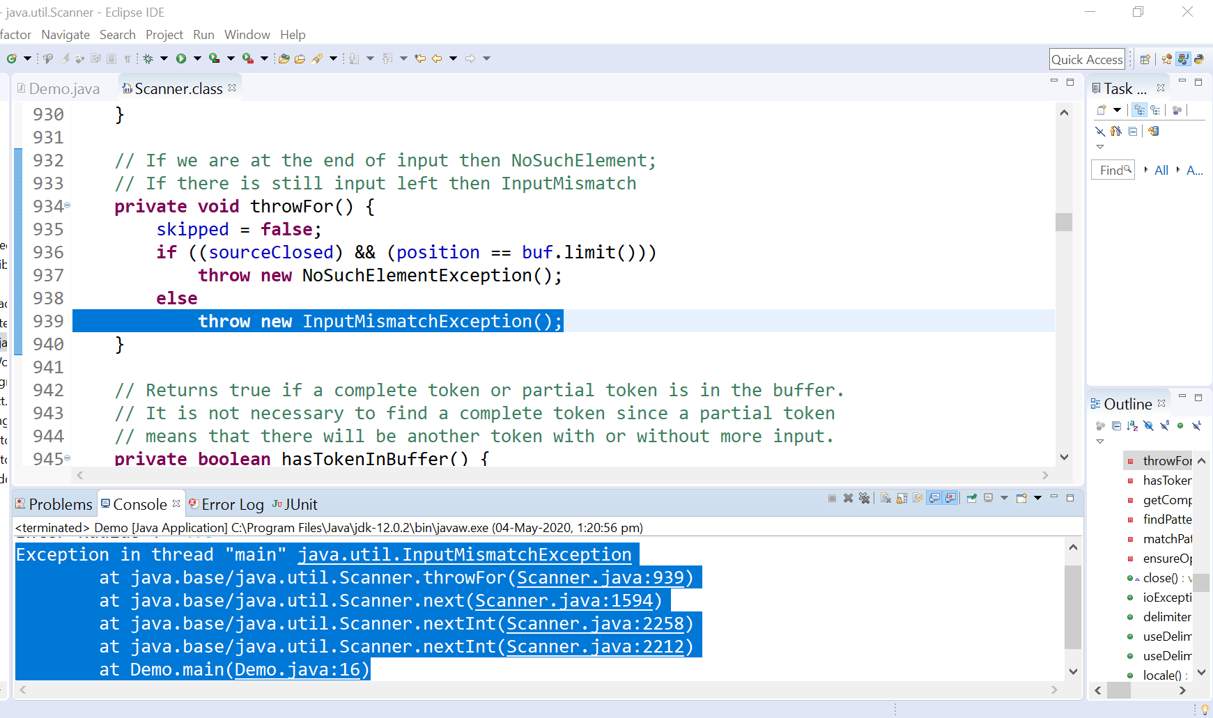 Exception in thread main java util inputmismatchexception перевод