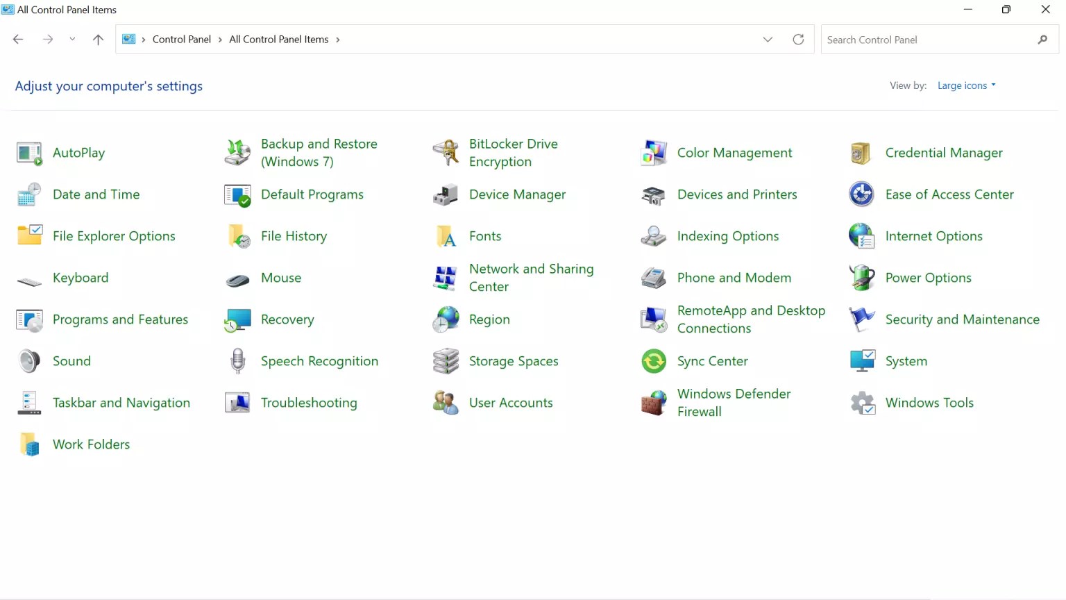Control Panel on Windows 11