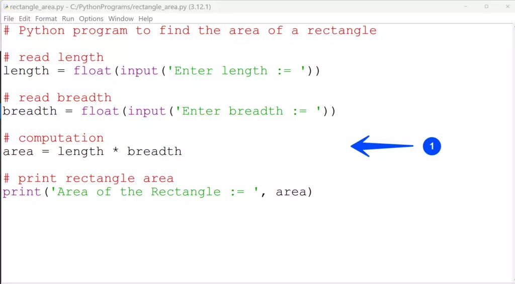 Python Area of a Rectangle