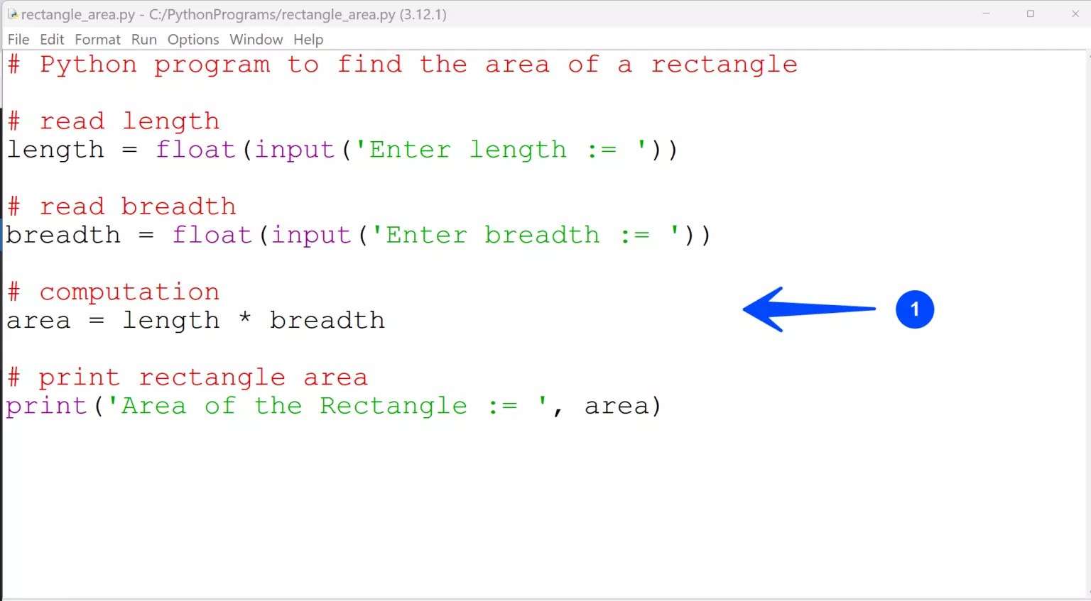 Python Area of a Rectangle