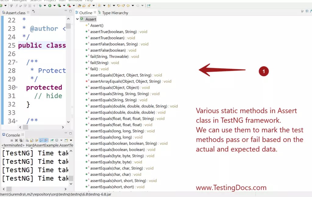 Working with Assert in TestNG framework.