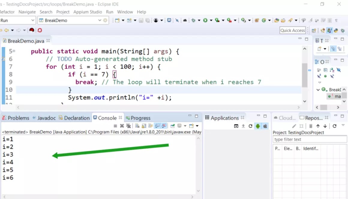 Java break Statement