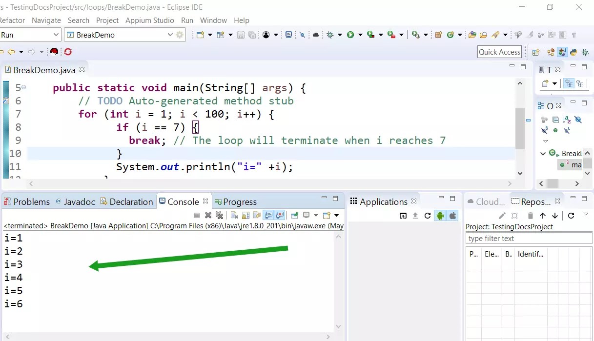 Java break Statement