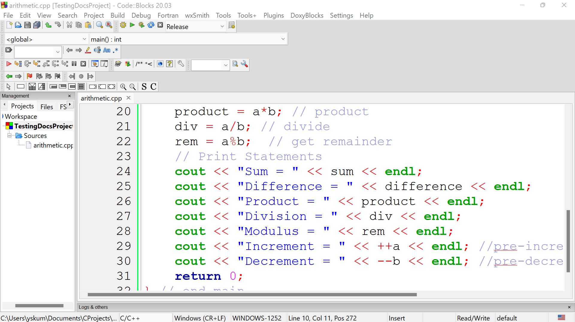C++ Arithmetic Operators