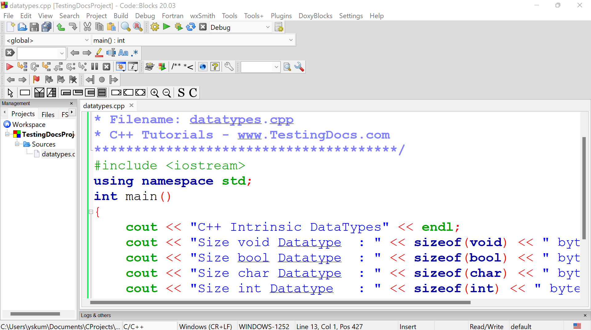 C++ Intrinsic data types