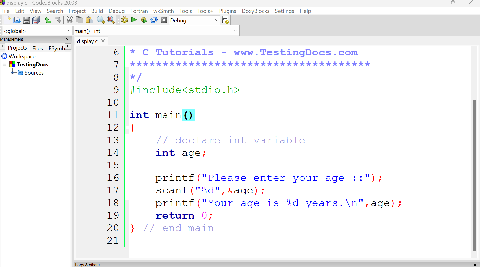 C Program to get and display a number