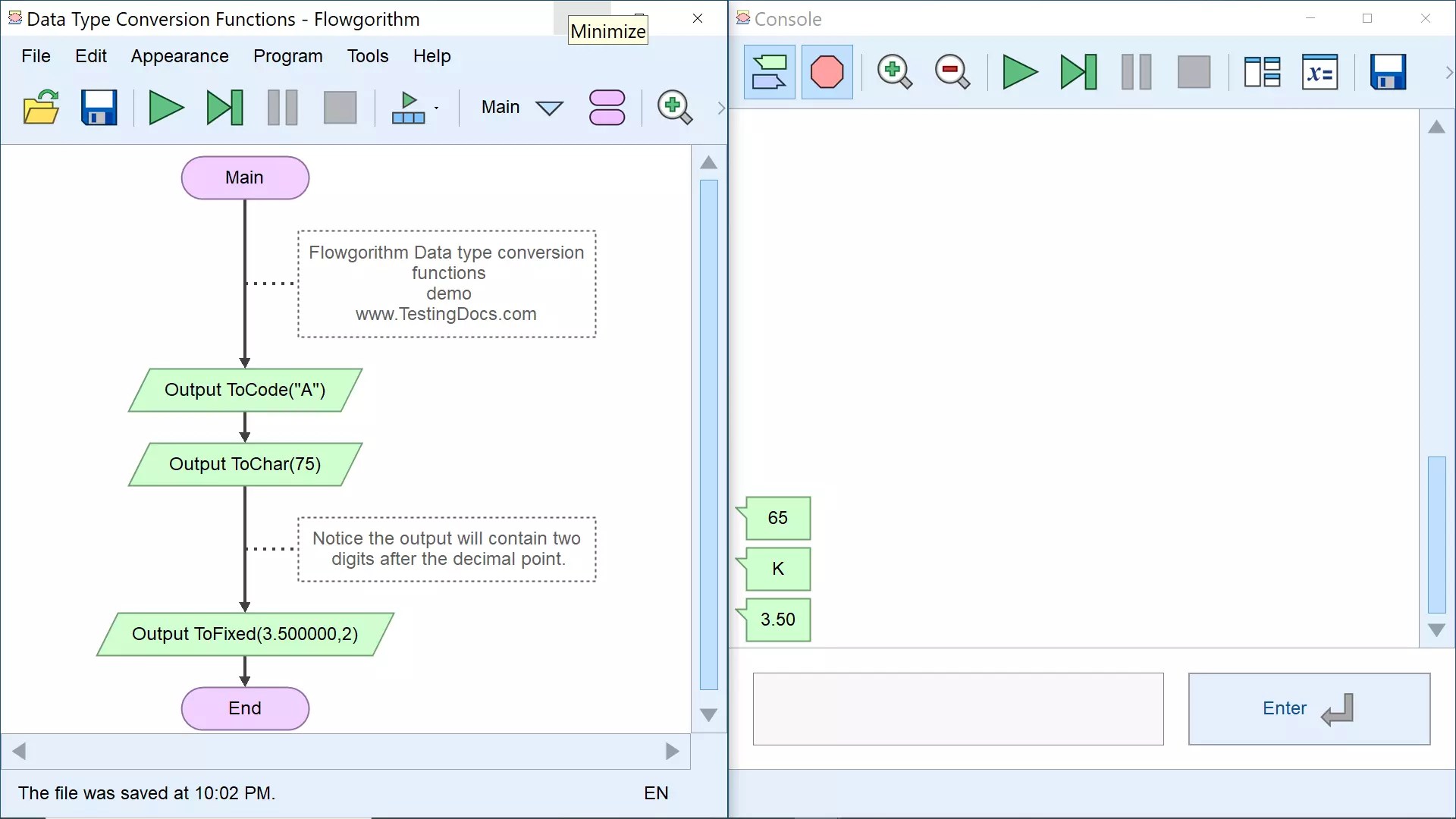 Flowgorithm Data Type Conversion Functions