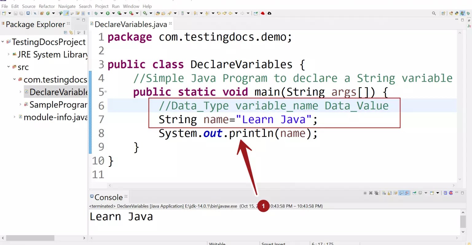 Declare Java variables