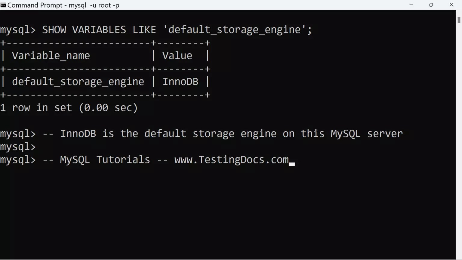 MySQL Storage Engines