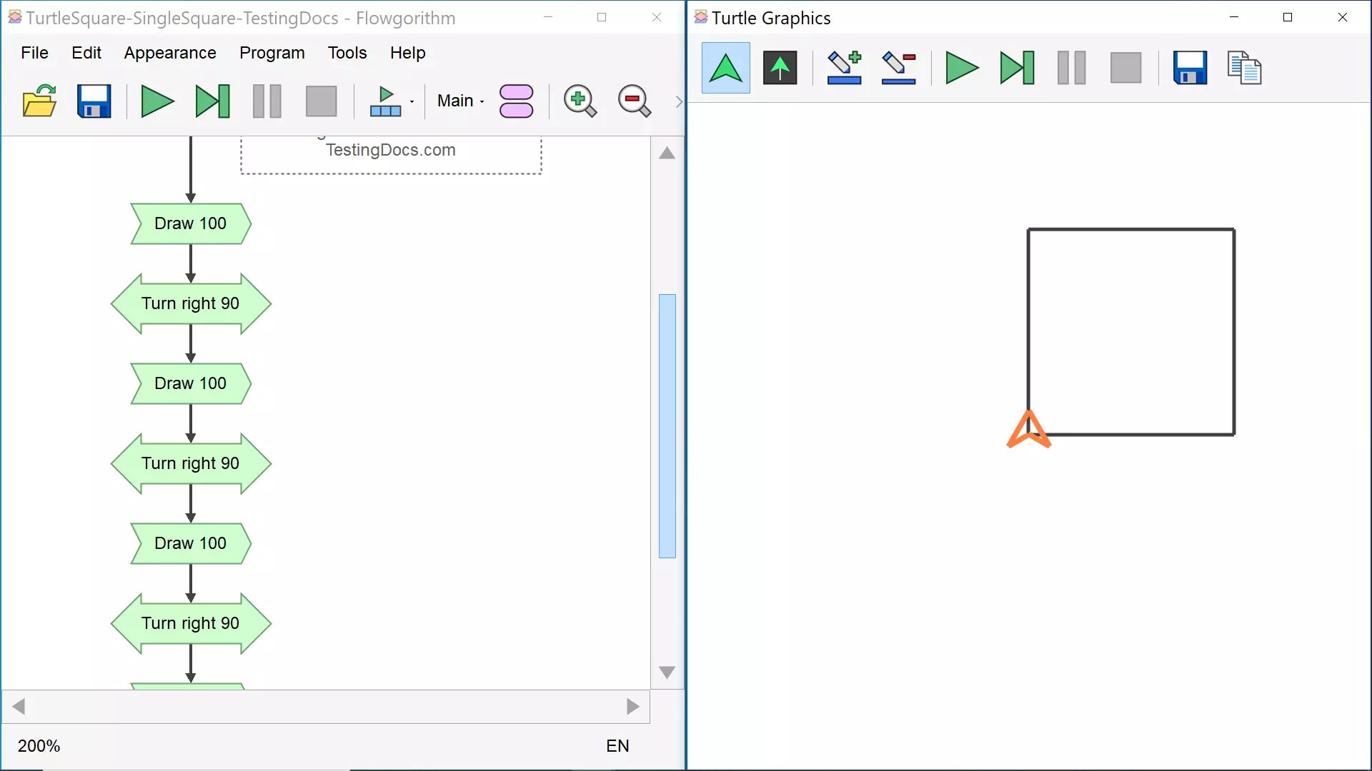 Draw a Square using Turtle Graphics