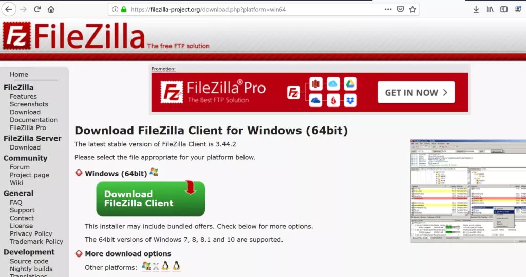 Install FileZilla tool on Windows