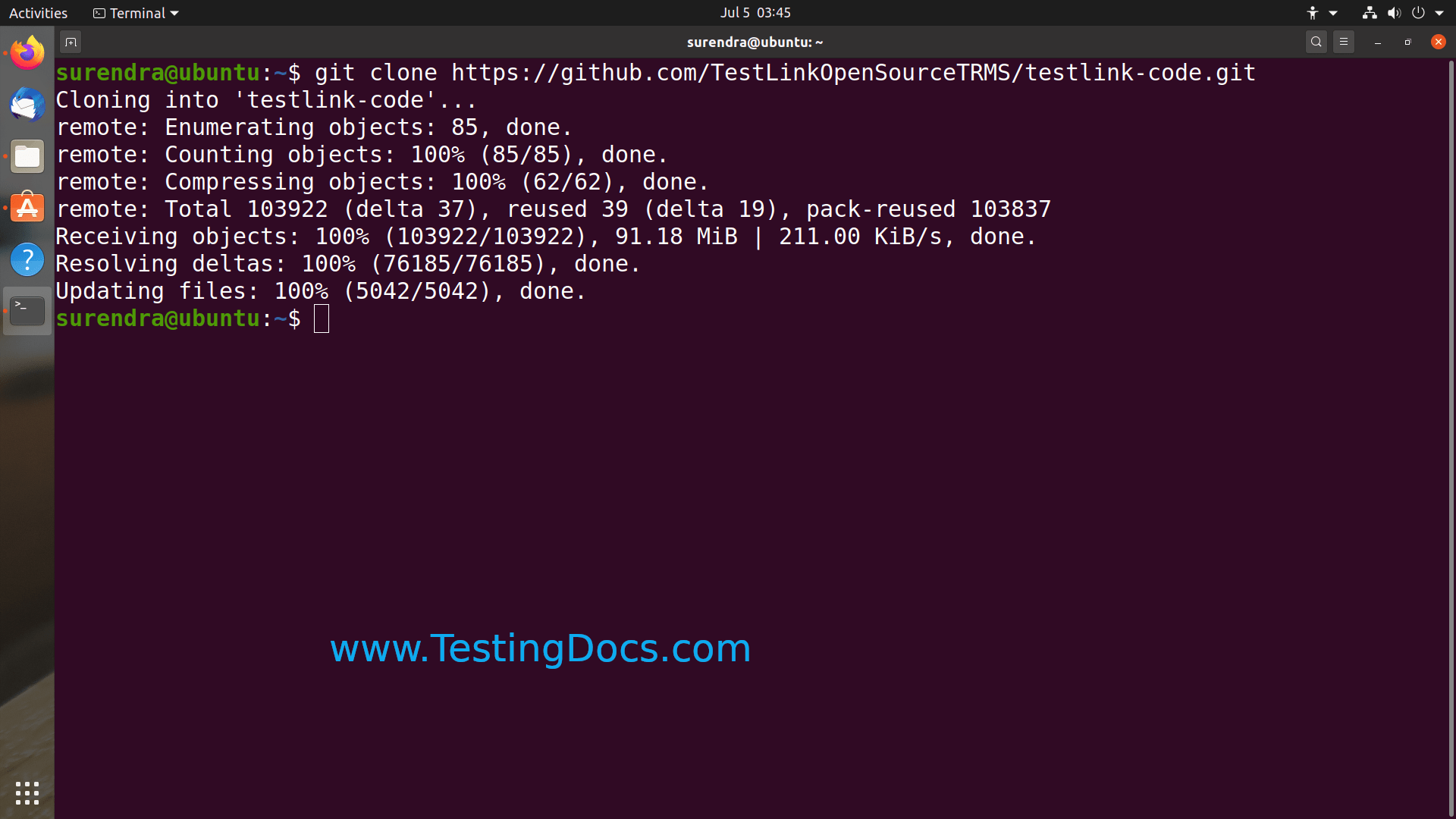 Clone Testlink GitHub repository on Linux