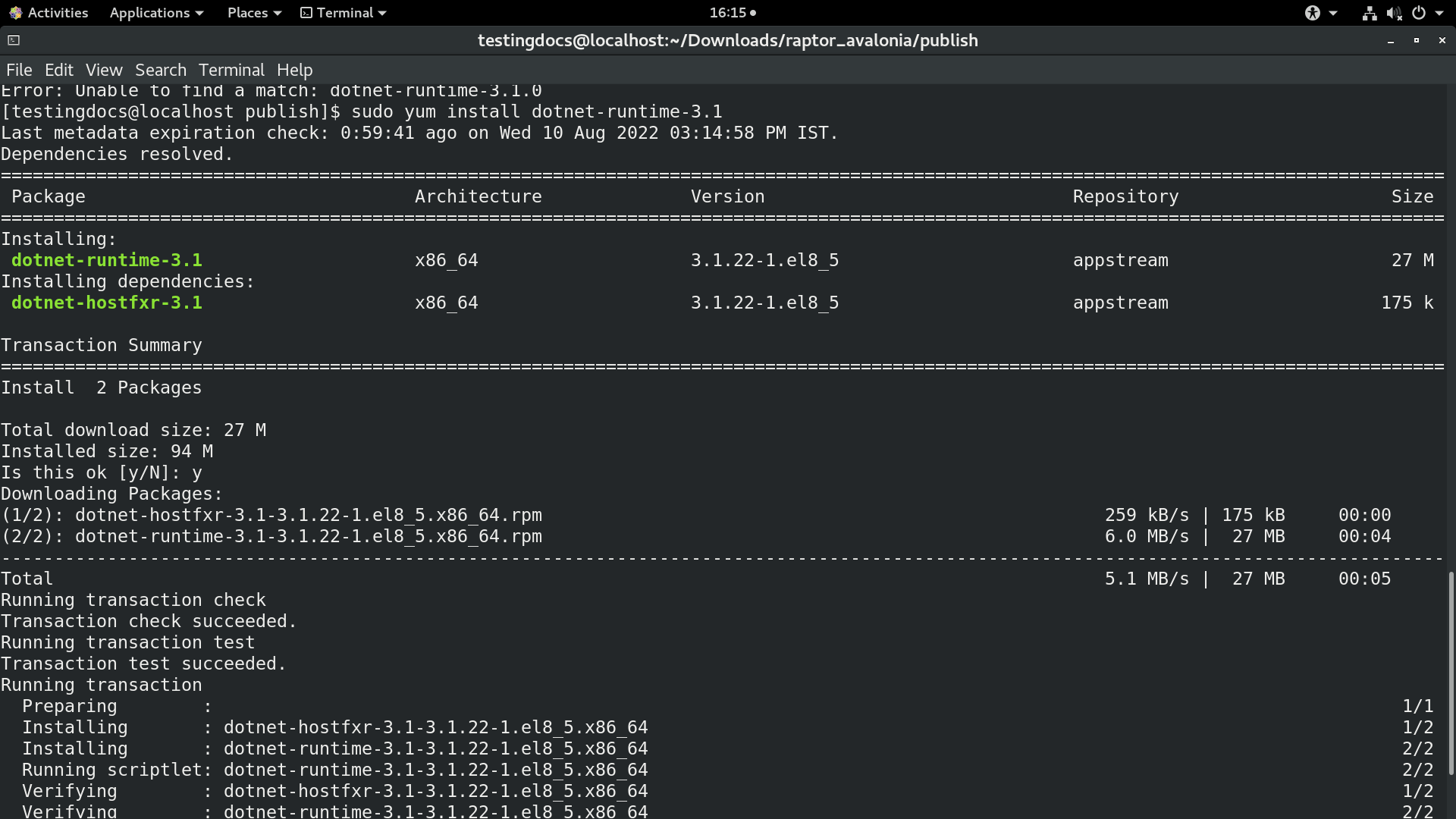 Install Runtime on CentOS Linux
