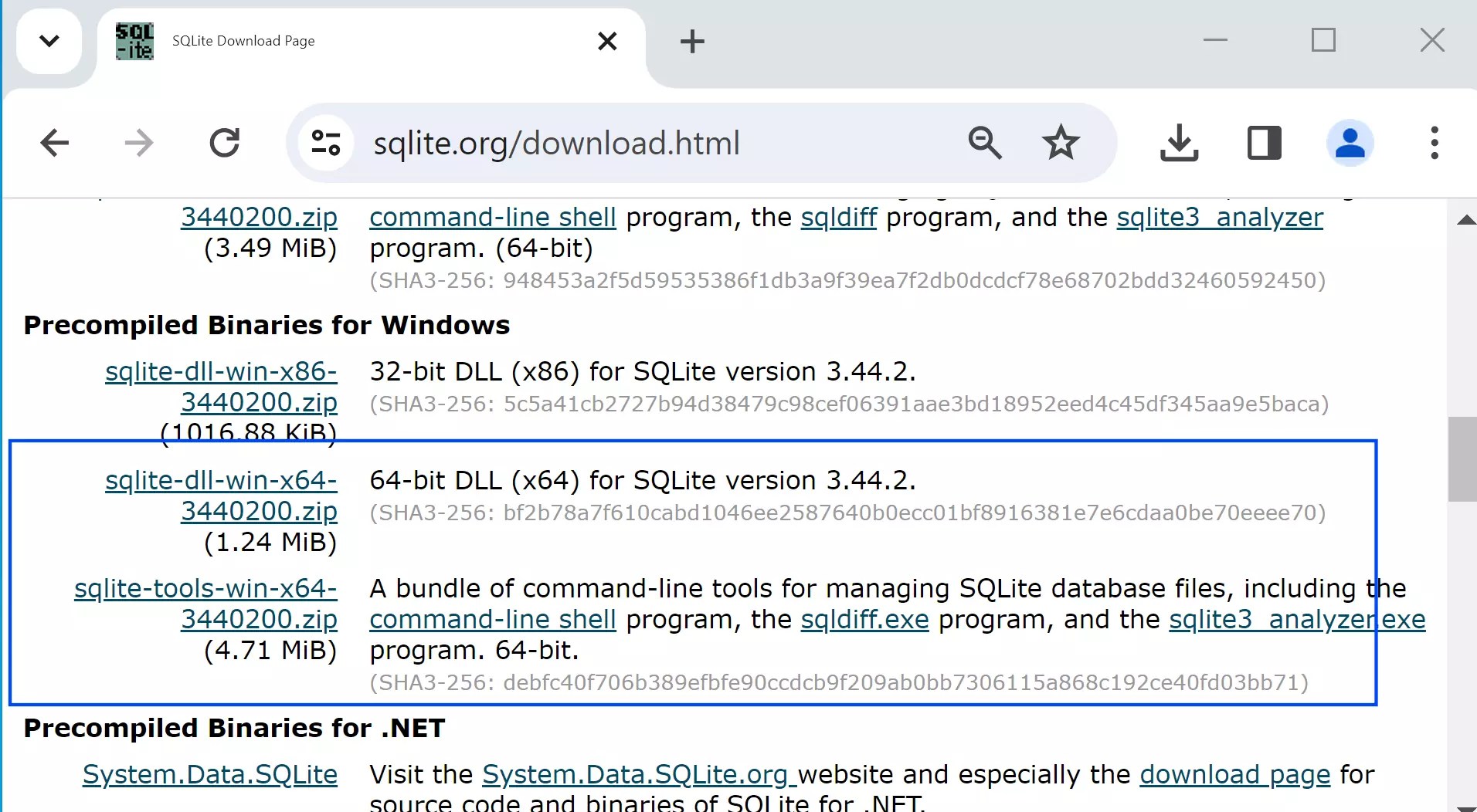 Install SQLite on Windows