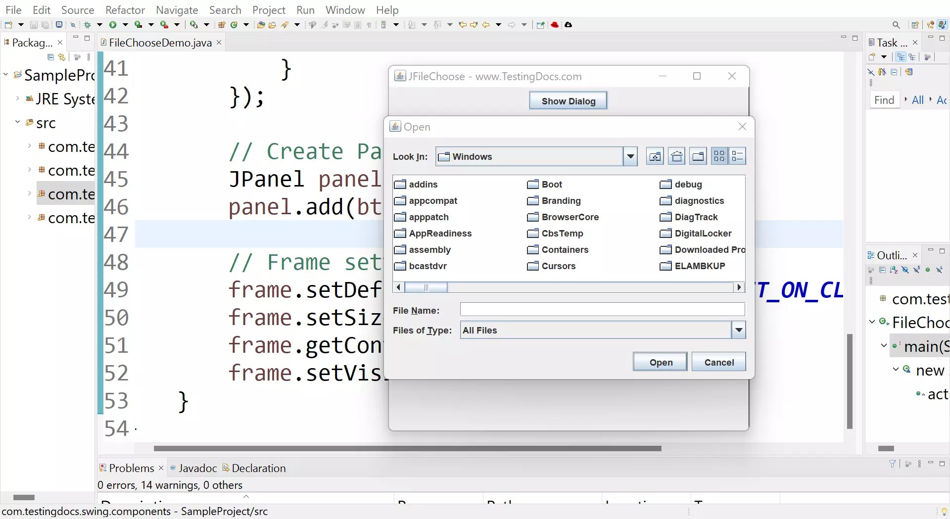Java Swing JFileChooser