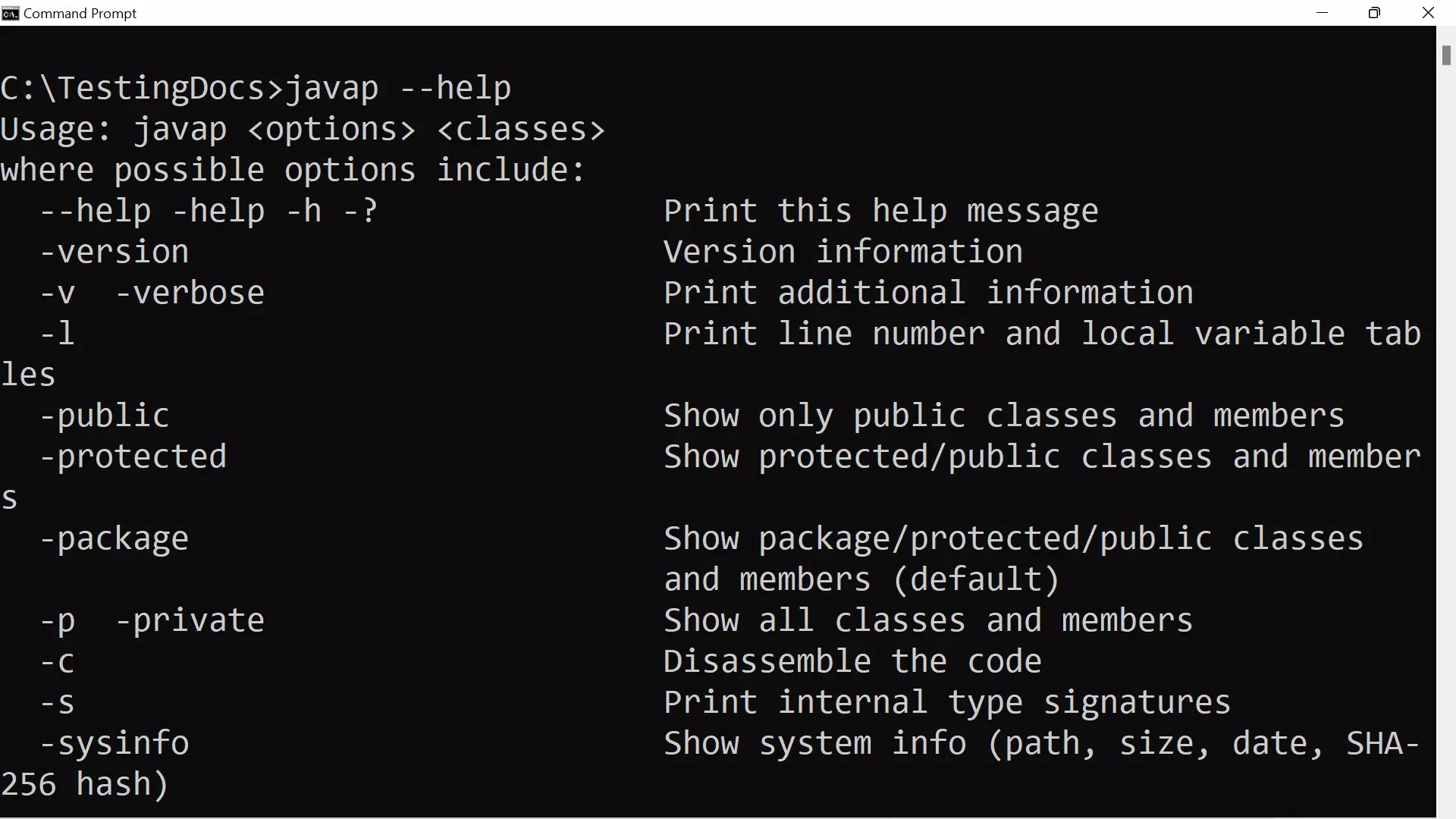 Javap Utility Java Class File Disassembler