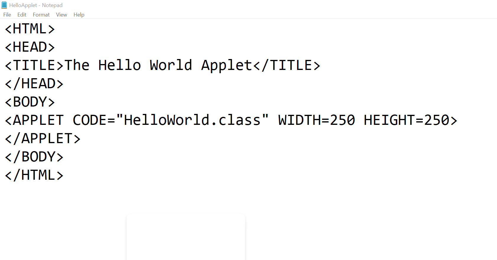Java Hello World Applet Example