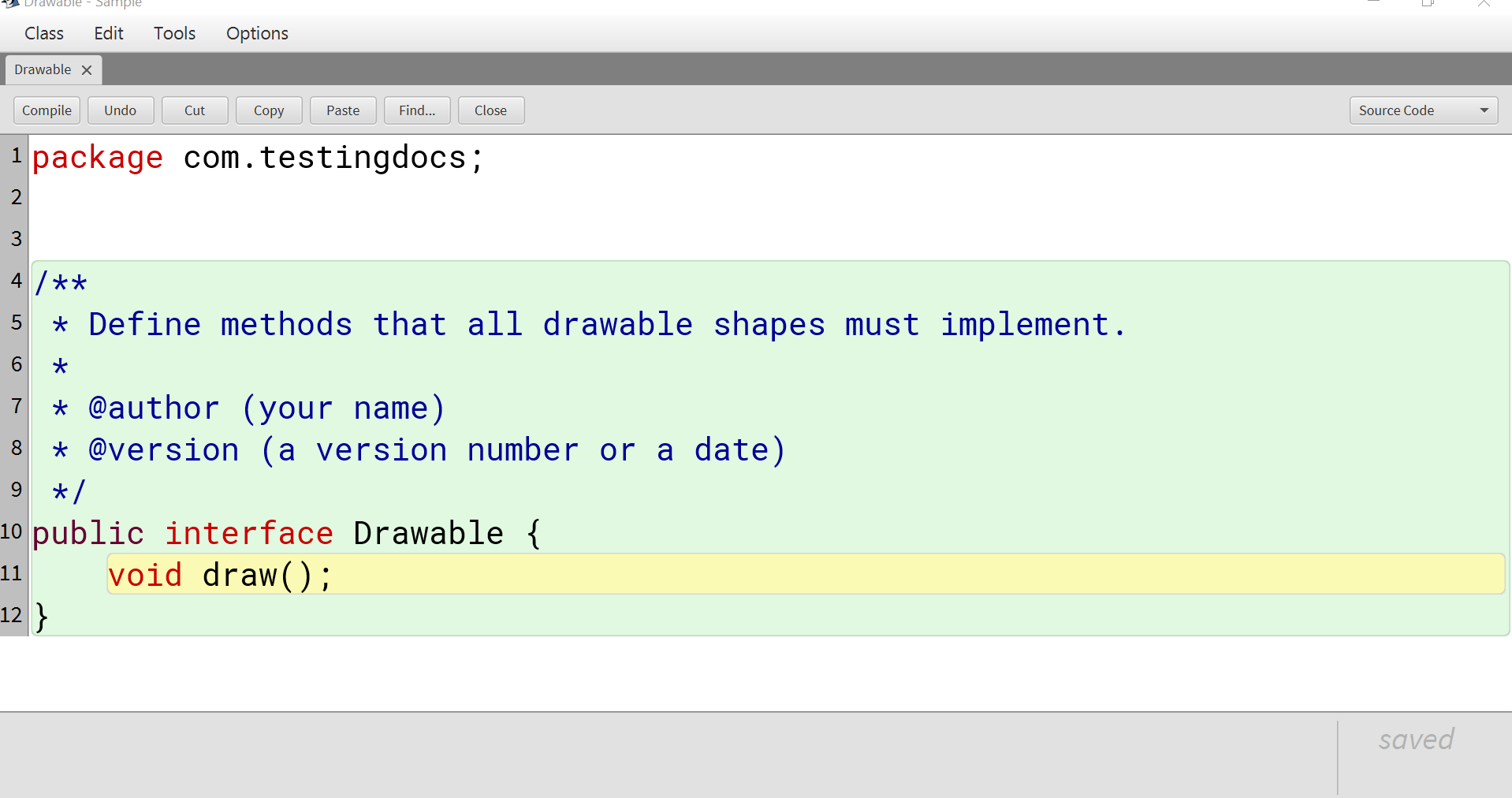 Create Java Interface in BlueJ IDE