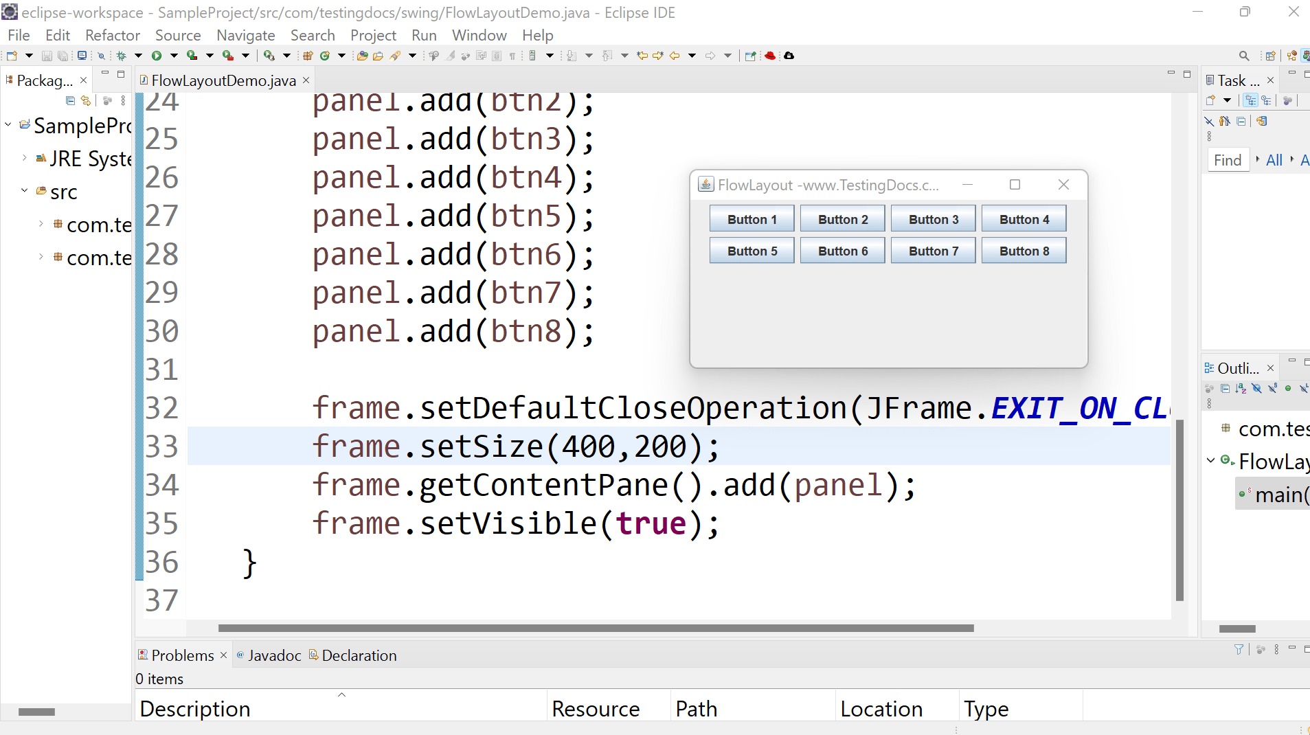 Java Swing FlowLayout