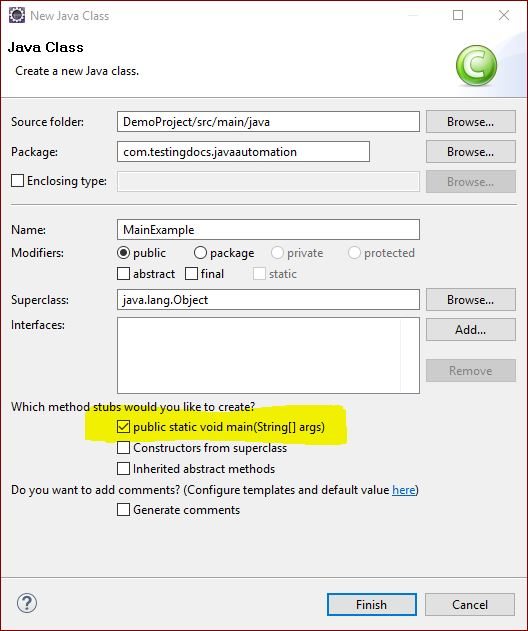 The Java main method