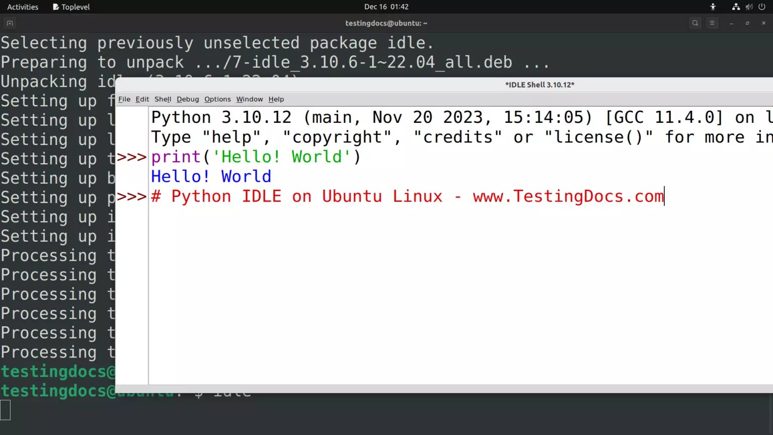 Install Python IDLE on Linux - TestingDocs.com